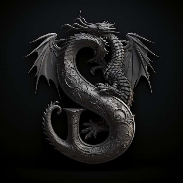 a dragon with a black background that says dragon on it