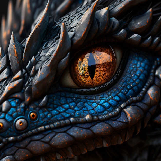 A dragon with a blue dragon eye