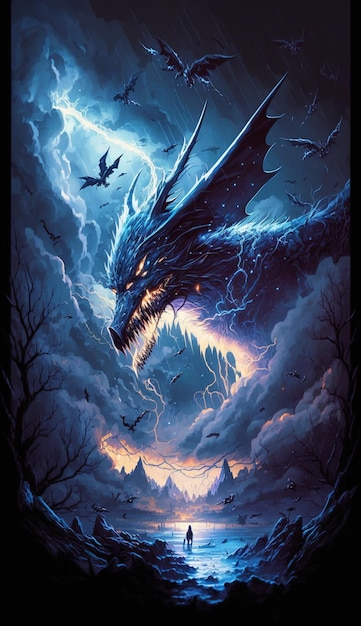 HD wallpaper: Dragon, blue dragon illustration, Aero, Black, illuminated,  no people | Wallpaper Flare