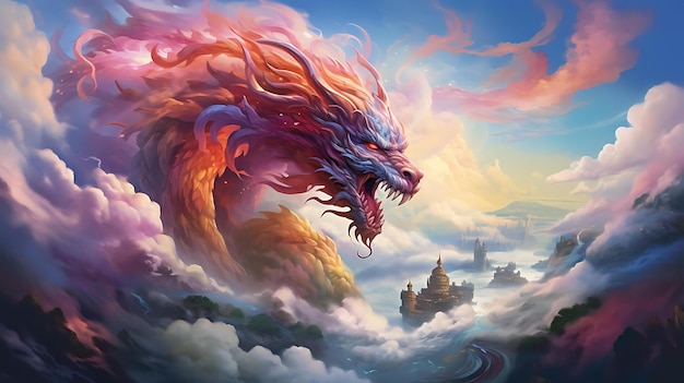 A dragon with a dragon in the sky