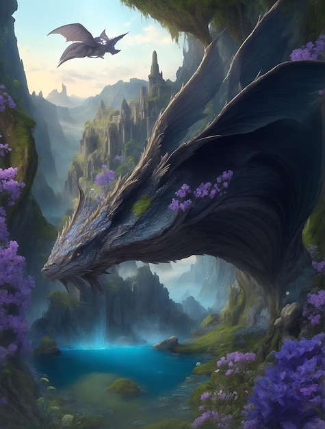 a dragon with a dragon in the sky