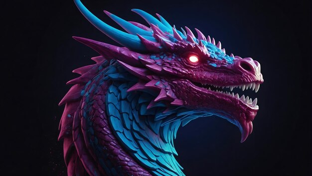 Photo a dragon with the eyes lit up