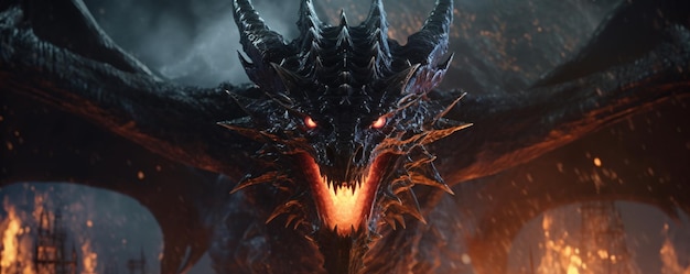 a dragon with a fire in its mouth