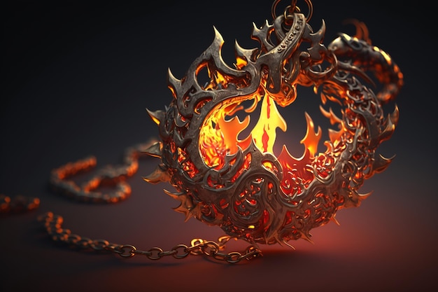 A dragon with a flame on it