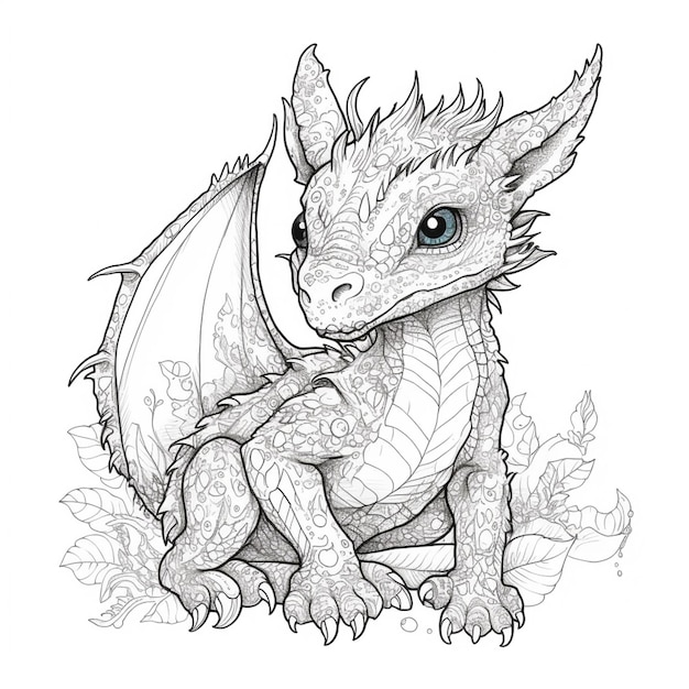 A dragon with a flower pattern on it