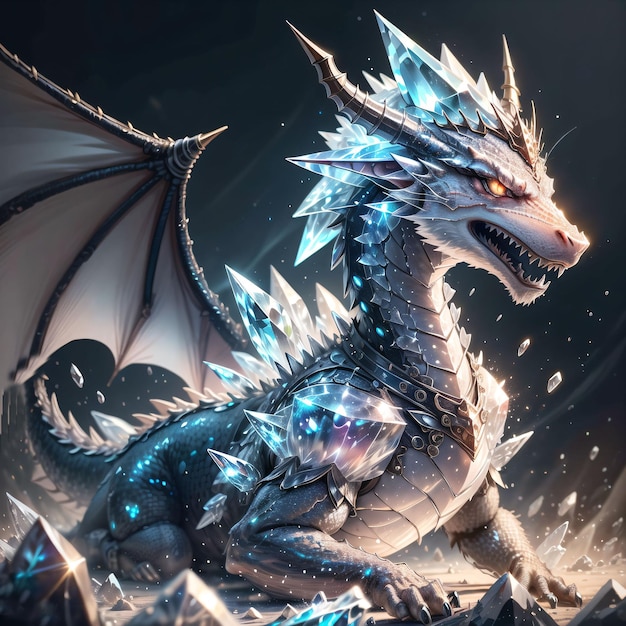 A dragon with ice crystals on its wings