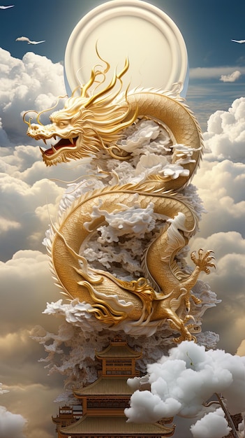 Photo a dragon with the number 2 on its back is flying in the clouds