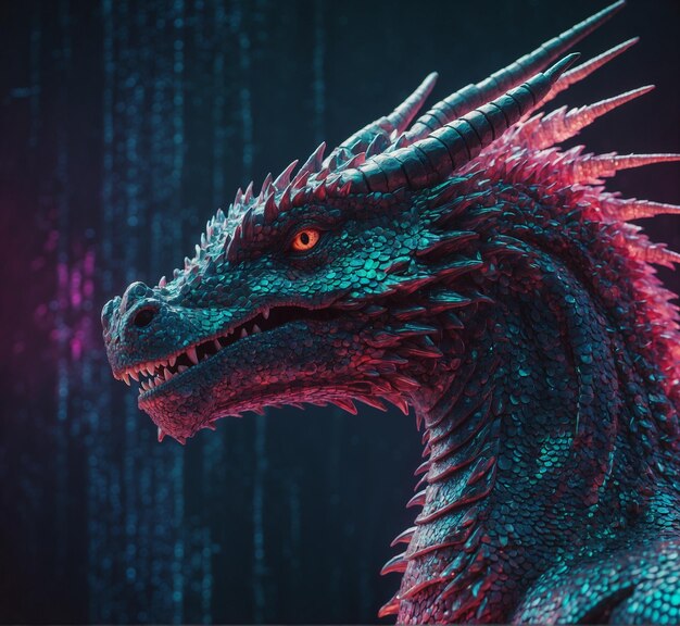 Photo a dragon with a red eye and the word quot dragon quot on the front