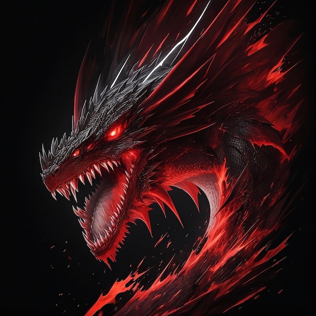 a dragon with a red eyes generate by AI