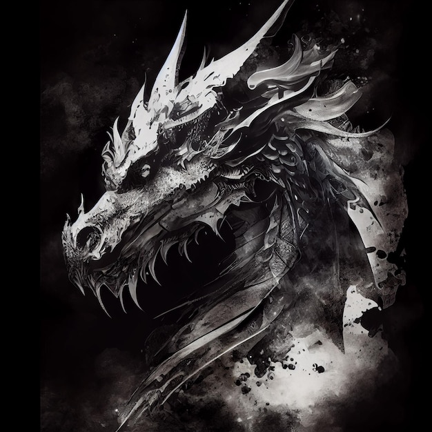 Premium Photo | A dragon with a white face and black eyes is shown.