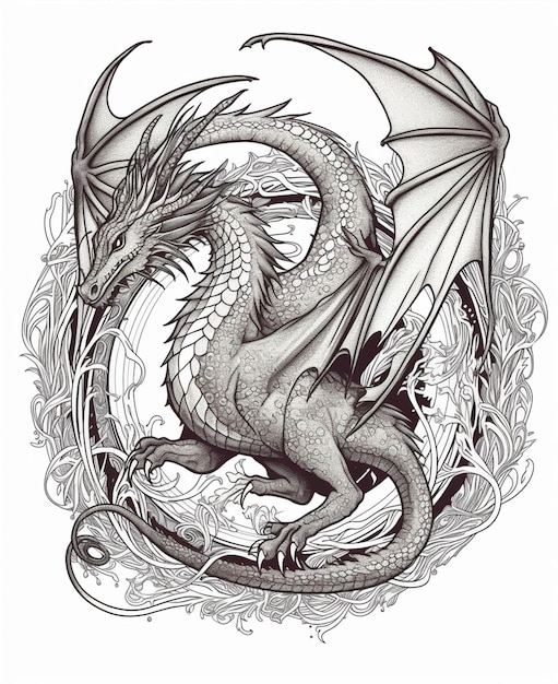 Photo a dragon with wings and a long tail.