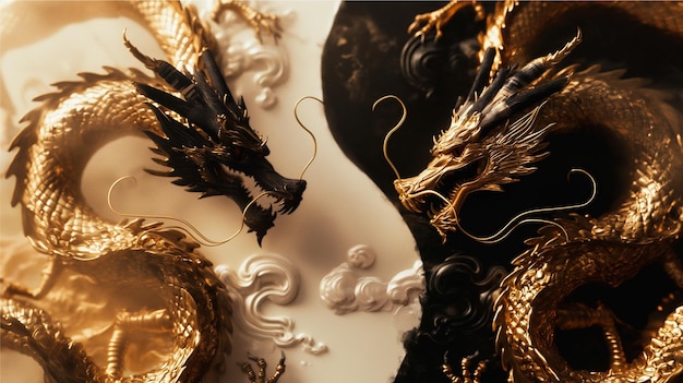 Dragon Yin Yang Black Vs Gold