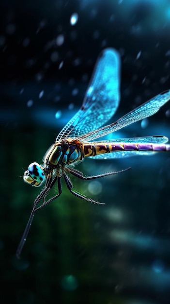 Photo dragonfly on a blue background