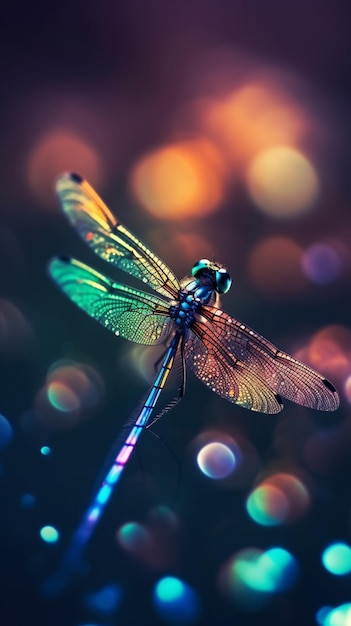 Dragonfly on a colorful background