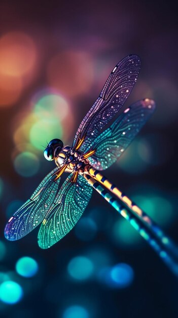 Dragonfly on a colorful background