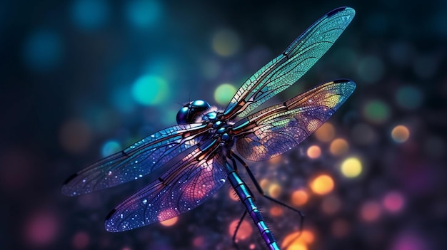 Dragonfly on a colorful background