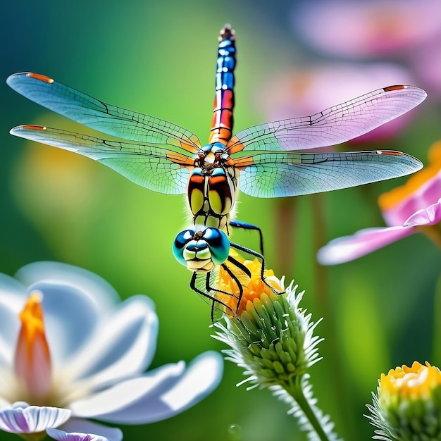 dragonfly on flower wallpaper ai generated images