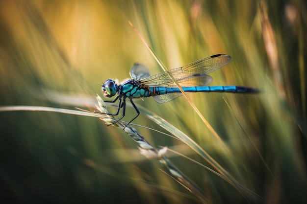 Dragonfly on grass generative ai