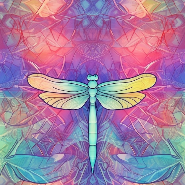 Dragonfly illustration with a dragonfly on a colorful background.