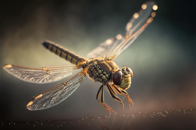 Foto dragonfly-macro in het wilde veld afbeelding gegenereerd met ai