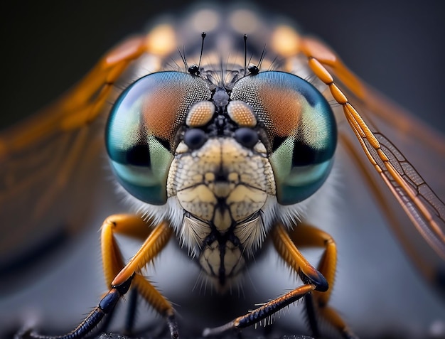 잠자리 매크로 사진 제너레이티브 AI로 만든 멋진 곤충 일러스트레이션