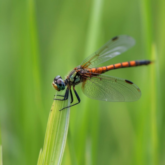 Dragonfly op een stuk gras Genereer Ai