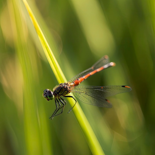 Dragonfly op een stuk gras Genereer Ai