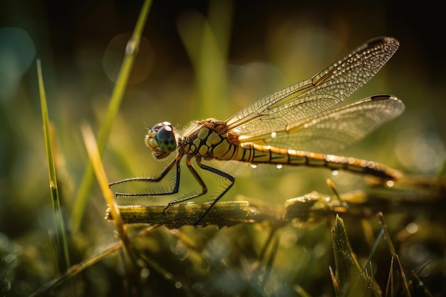 Dragonfly op gras generatieve ai