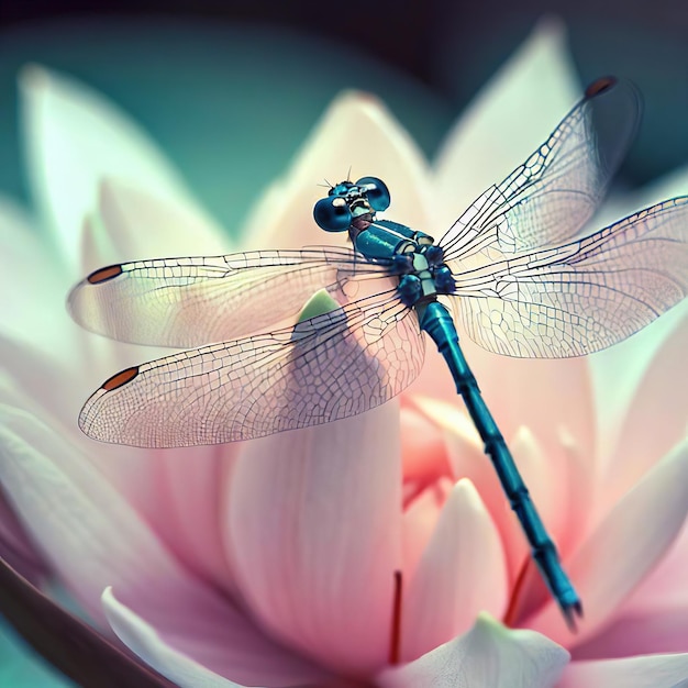 Photo dragonfly perched on wildflower beautiful dragonfly macro of dragonfly