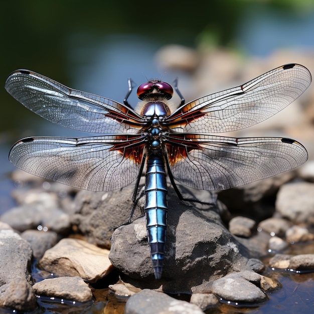 Foto libellula su una canna