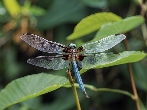 A dragonfly rests in the garden beutiful nature of bali shahinpark bangladesh