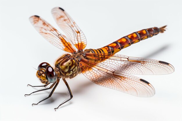 Premium AI Image | A dragonfly with orange and orange markings is shown