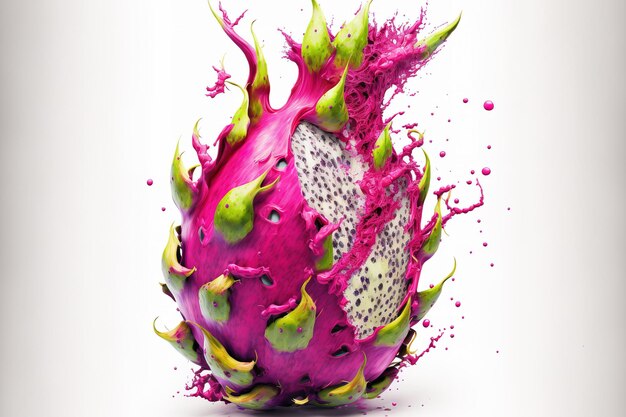 Dragonfruit in a design on a white backdrop Background is amorphous On a white background a pitaya