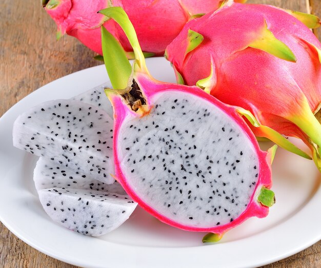 Dragonfruit on wood