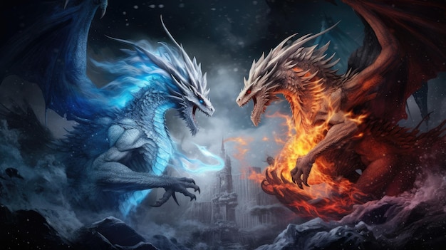 dragons on the fire and the dragon