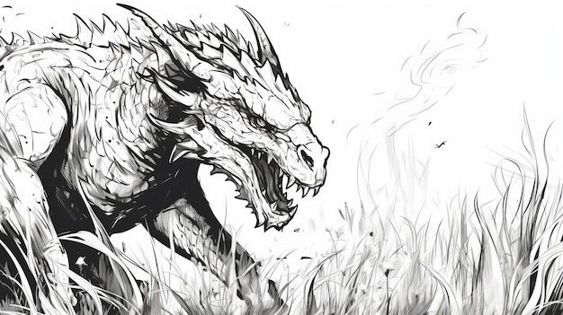 Dragonthemed Coloring Book Page Devil Walking Out Of Fire