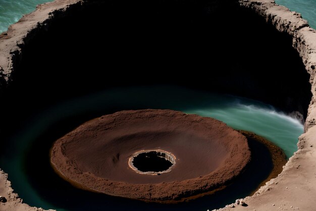 A draining sinkhole whirlpool becoming a black hole