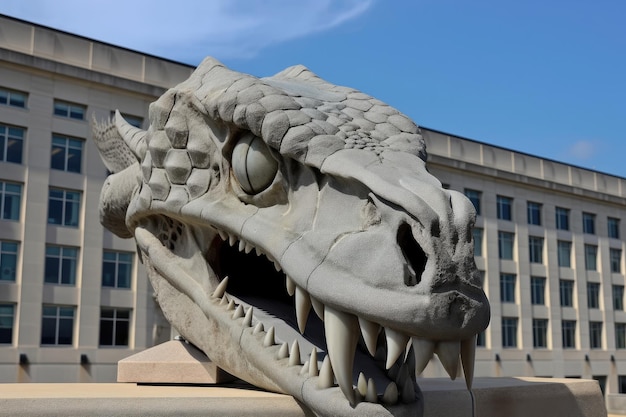 Foto drakensculptuur op het gebouw