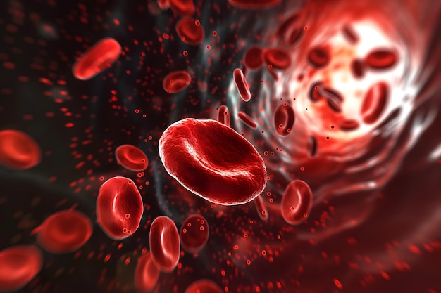 Dramatic 3D Visualization of Red Blood Cells Floating in Plasma