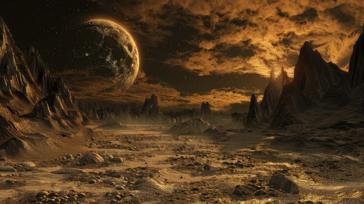 Photo a dramatic alien landscape