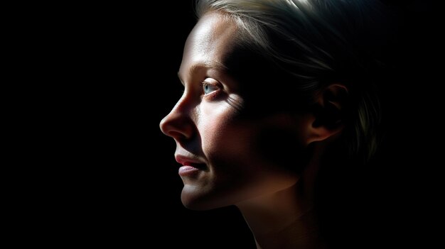 Dramatic black and white portrait of a beautiful lonely girl