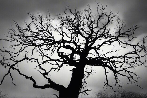 Photo a dramatic black and white tree landscape