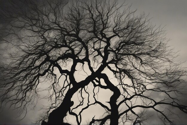 Photo a dramatic black and white tree landscape