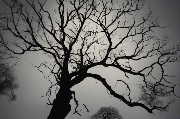 Photo a dramatic black and white tree landscape