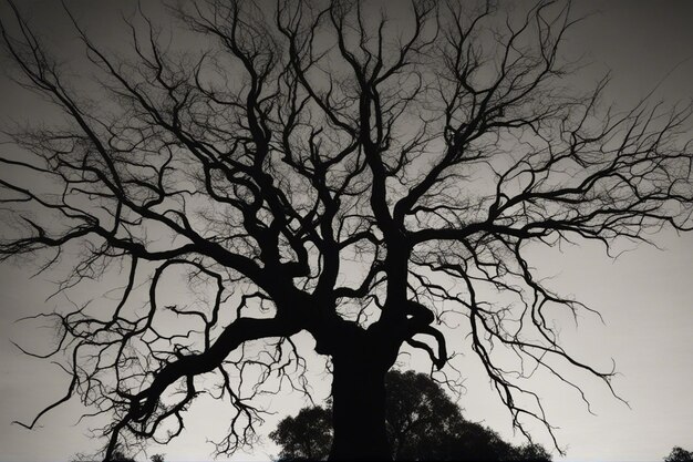 Photo a dramatic black and white tree landscape