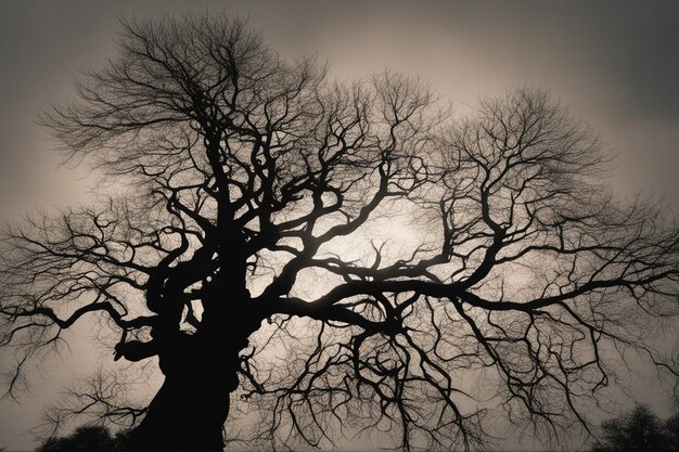 Photo a dramatic black and white tree landscape