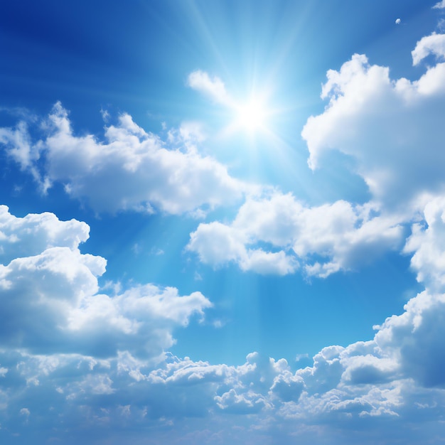 Foto drammatico cielo blu soleggiato con nuvole sullo sfondo