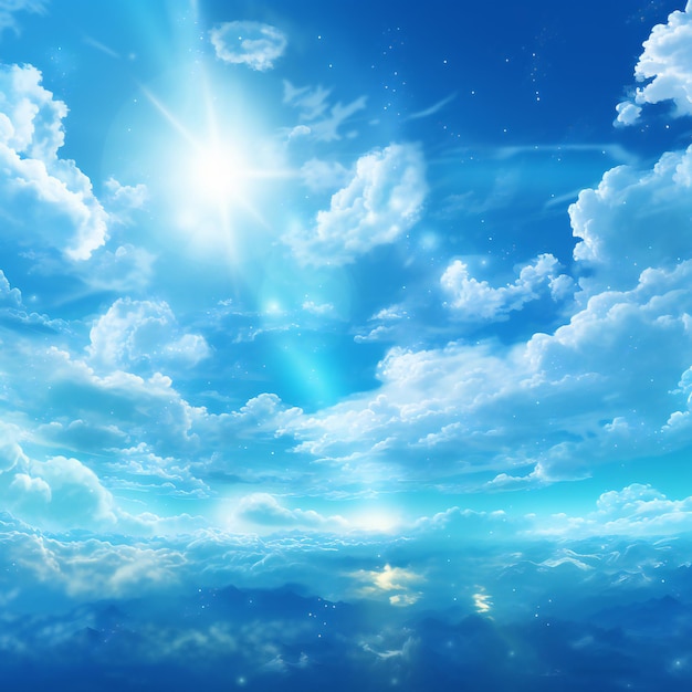 Photo dramatic blue sunny sky with clouds background