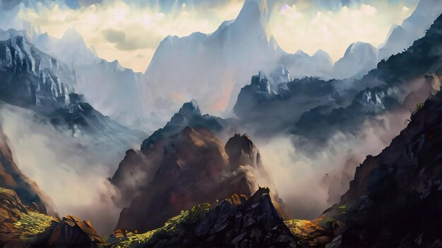 A dramatic and breathtaking image of a mountains background