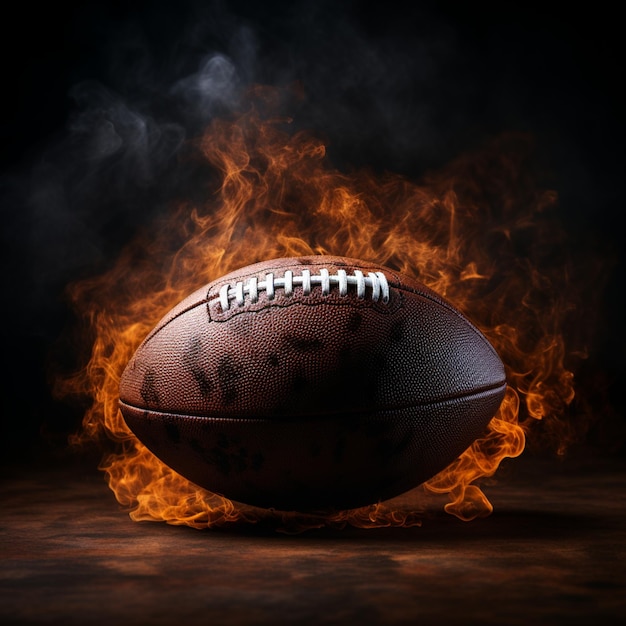 Dramatic close up of an American football ball surrounded by smoke For Social Media Post Size